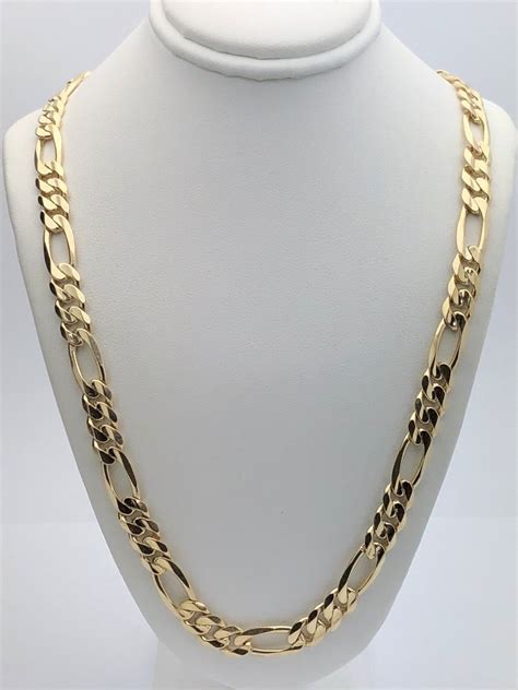 hollow figaro chain|14k figaro gold necklace men's.